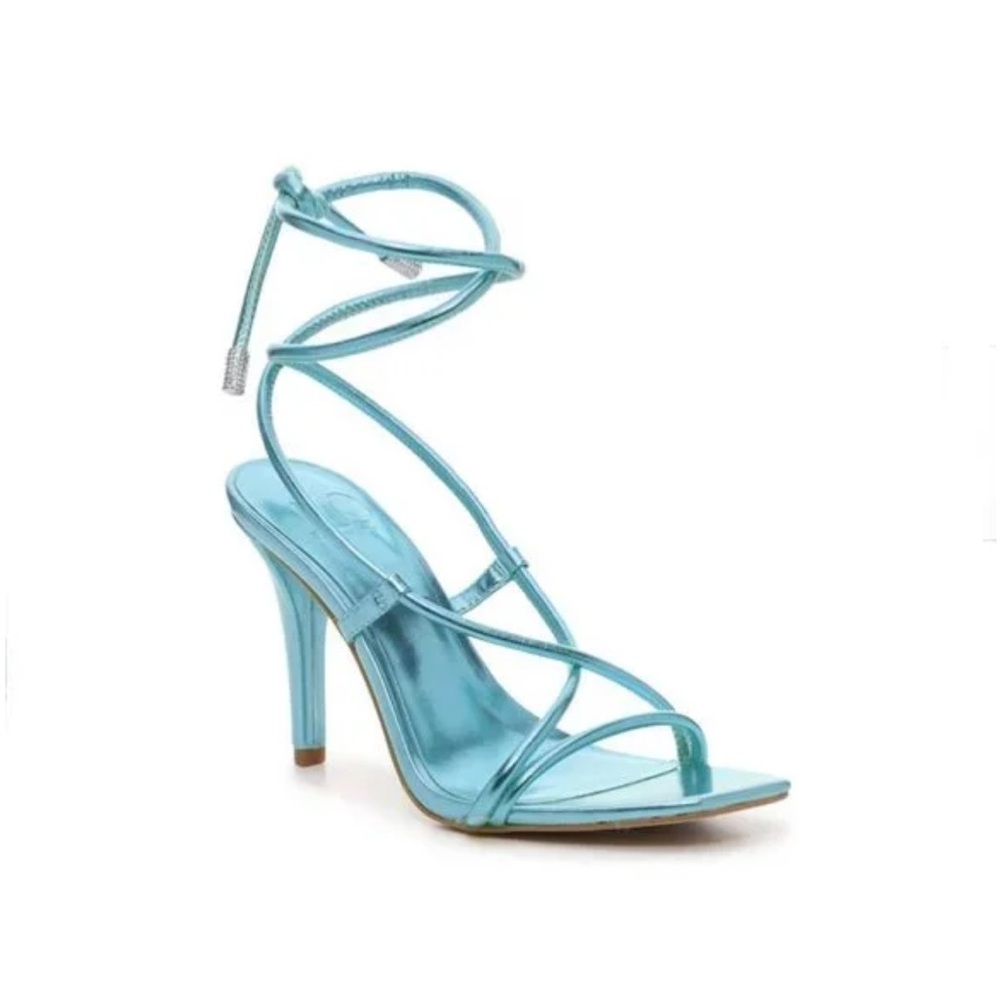 Jennifer Lopez Metallic Blue Strappy Heels WORN ONCE